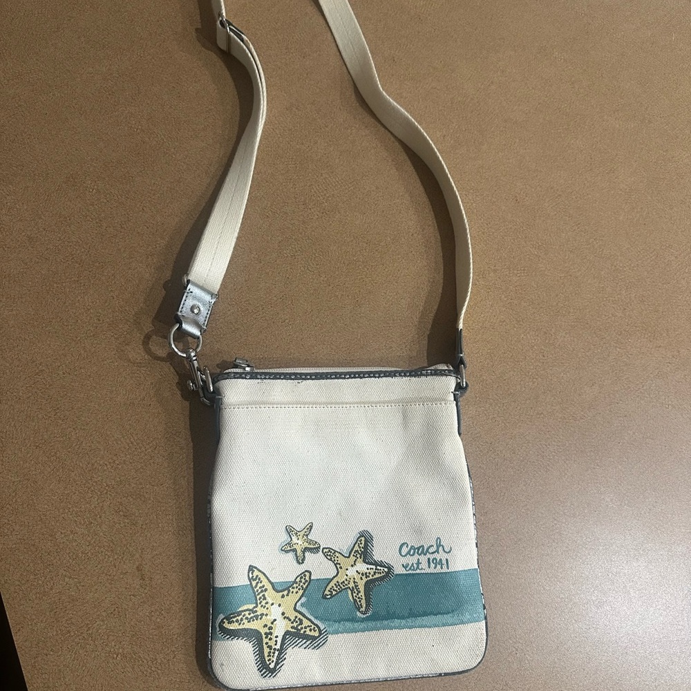 Coach Starfish Cream and Blue Crossbody Bag
